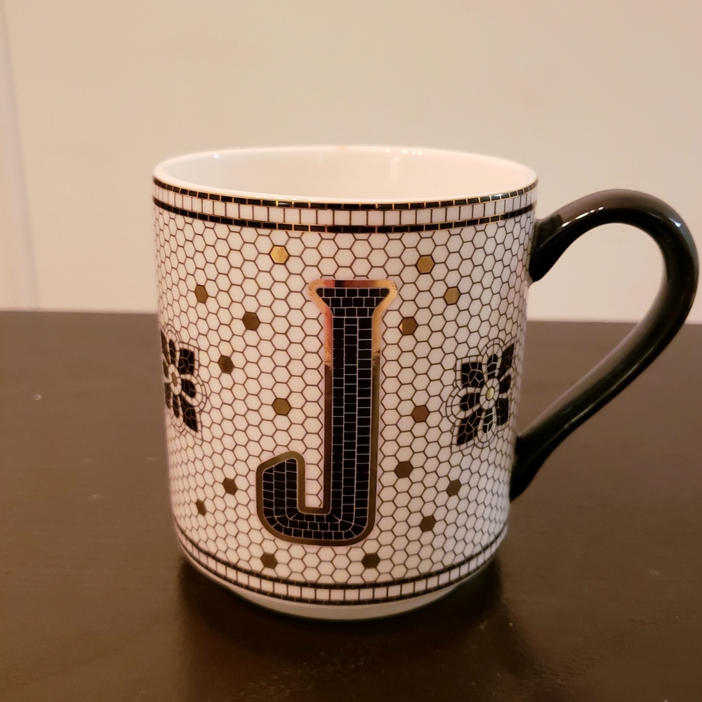 Anthropologie Tiled Margot Monogram Mug ''J''